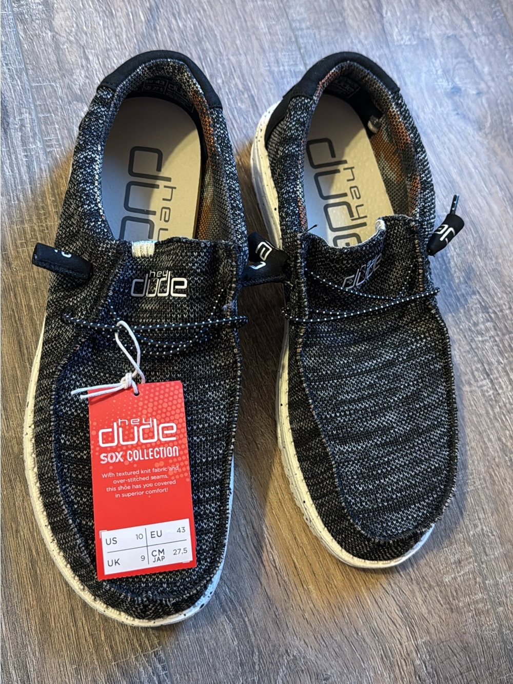 Hey Dude Men's Wally Sox Knit Slip-On in Black Heather